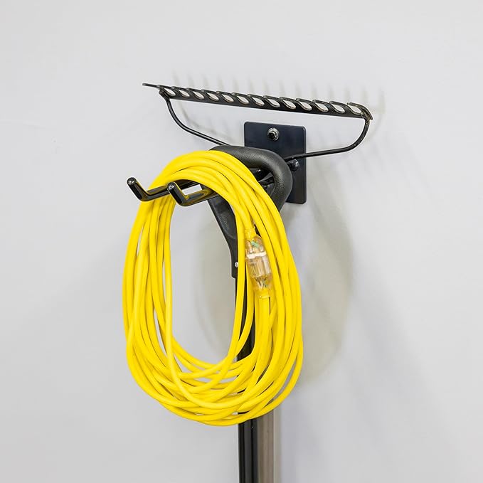 StoreYourBoard Tool Organizer Hook, Wall Mount Garage Storage, Tool Storage for Shovels Rakes Brooms Hoses and More, Rubber-Coated Steel Holds 50 lbs, 12" X 4" X 4.5"