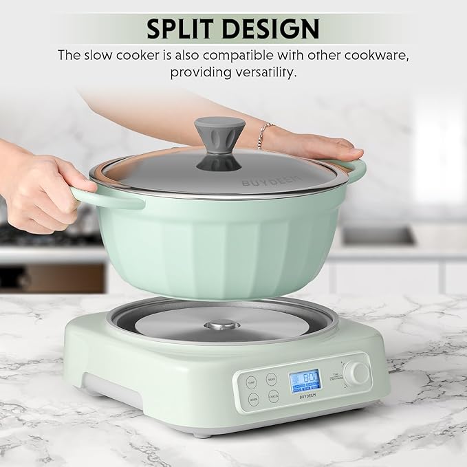 BUYDEEM LP55 5-in-1 Slow Cooker with Removable Nonstick Stockpot, 4.7QT