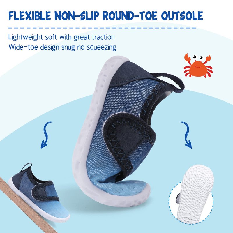 LeIsfIt Kids Water Shoes Toddler Girls Boys Swim Shoes Outdoor Quick-Dry Breathable Aqua Socks for Beach Pool Surf, Gradient Blue, 1 Big Kid
