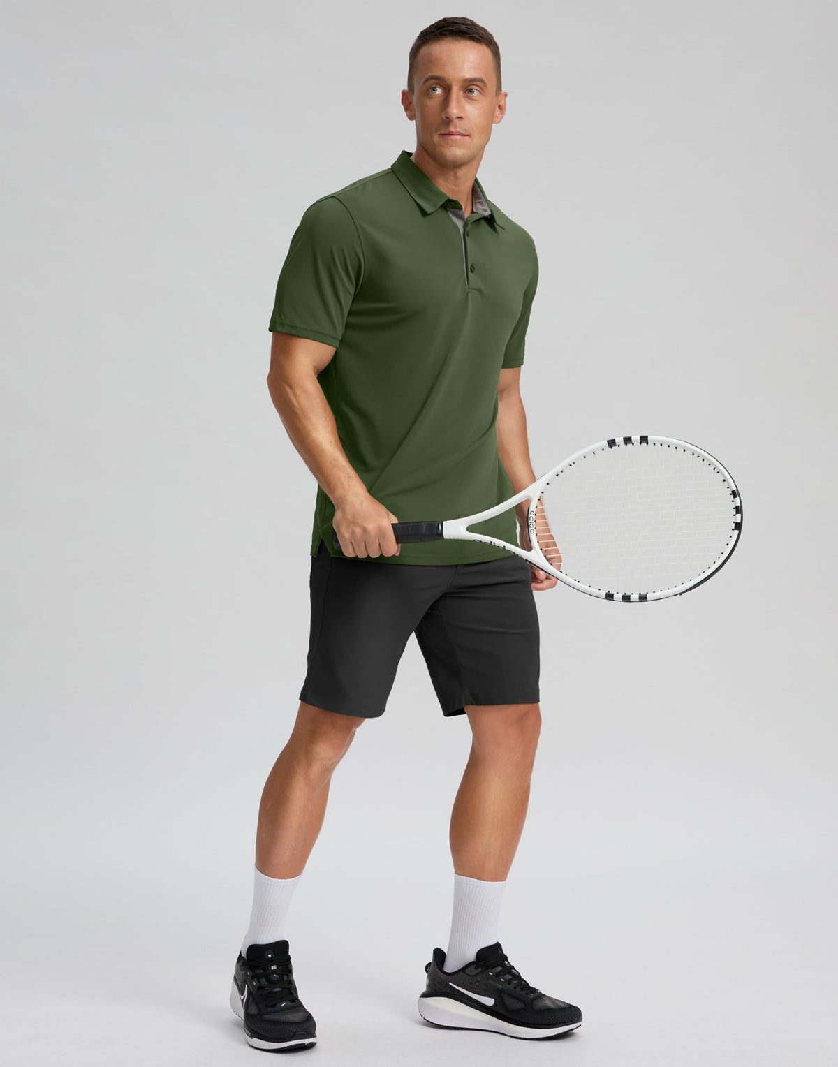Men's Golf Shirts Dry Fit Moisture Wicking Performance Short Sleeve Collared Polo Shirts for Casual Tennis Bussiness (Dark Green, XL)
