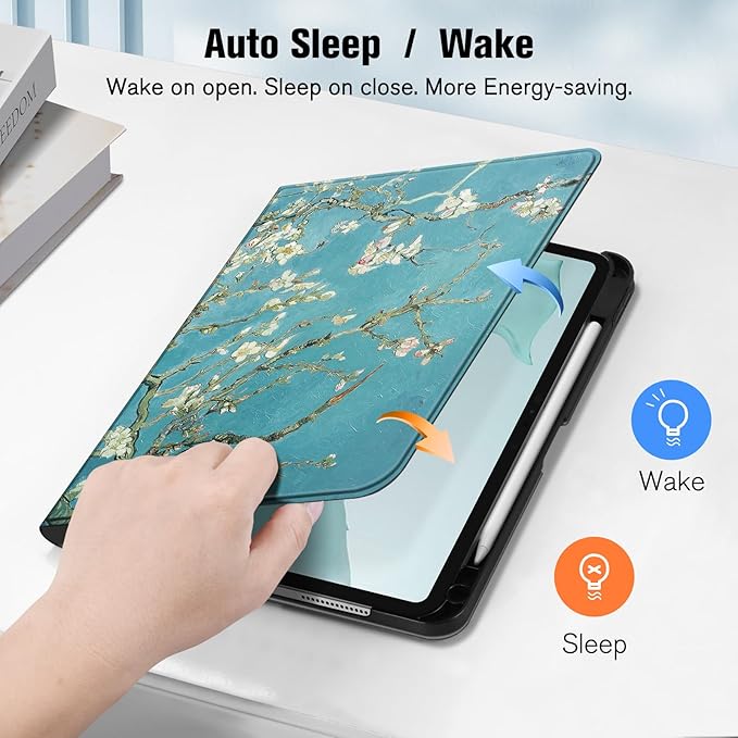 Fintie Magnetic Case for iPad Pro 11-inch (M5) 2025 / (M4) 2024 - [Built-in Pencil Holder] Multiple Angles Viewing Hard Shell Smart Stand Cover, Auto Sleep/Wake, Blossom