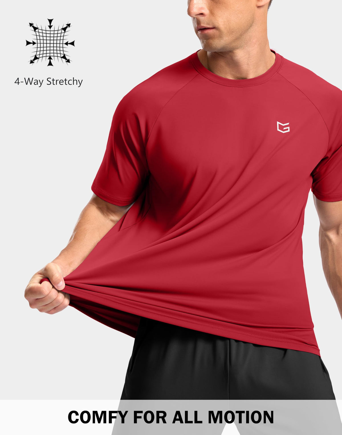 Men's Athletic Workout T-Shirts Moisture Wicking Cooling Running Shirts Short Sleeve Performance Tee for Gym Tennis(Red,S)