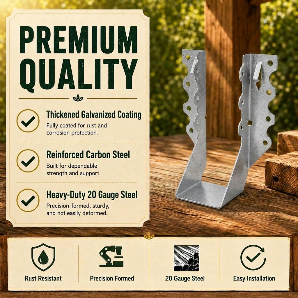 (20 Pack) 2" X 6" Joist Hanger 18 Gauge Double Shear Face Mount Joist Hangers for Wood, Floor Deck and Ceililng Joists