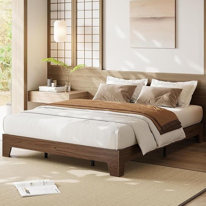 Garvee Wood Platform Bed Frame, Full Size Bed Frame, Wood Slat Support, No Box Spring Needed, Easy Assembly, Noise-Free Design, Underbed Space for Storage