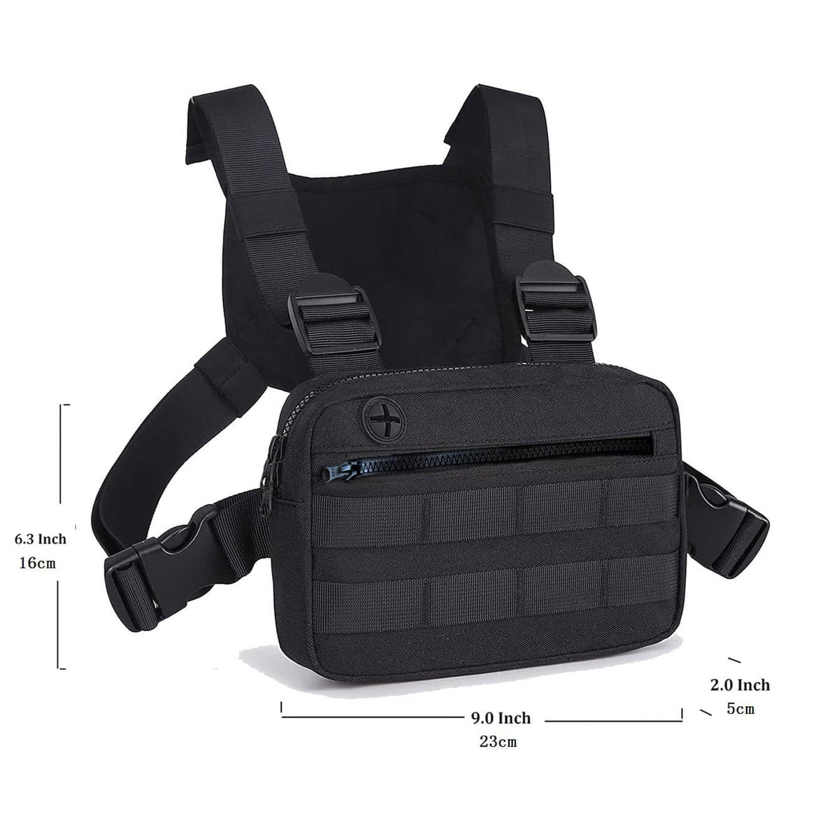 Muserise Outdoor Chest Bag For Men, EDC Chest Pack With Built-In Phone Holder, Lightweight Chest Rig Pouch (Black)