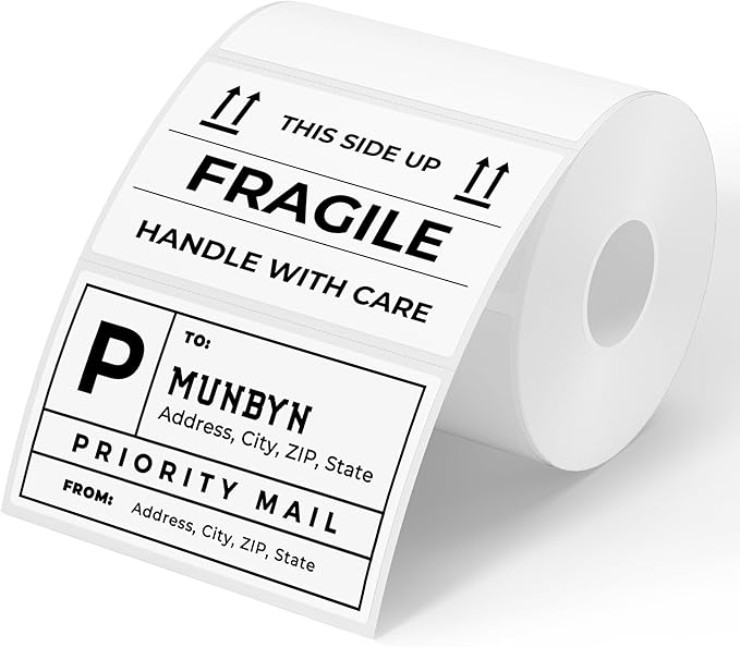 MUNBYN 3" Pink Circle & 3x2" White Thermal Sticker Labels - 1000 Count (500 Pink, 500 White) - Compatible with Munbyn, Rollo, Idrpt & More