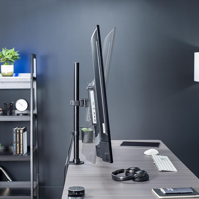 VIVO Ultra Wide TV Desk Mount for up to 55 inch Screens Weighing 66 lbs, Full Motion Height Adjustable Single Television Stand, Black, STAND-V155C