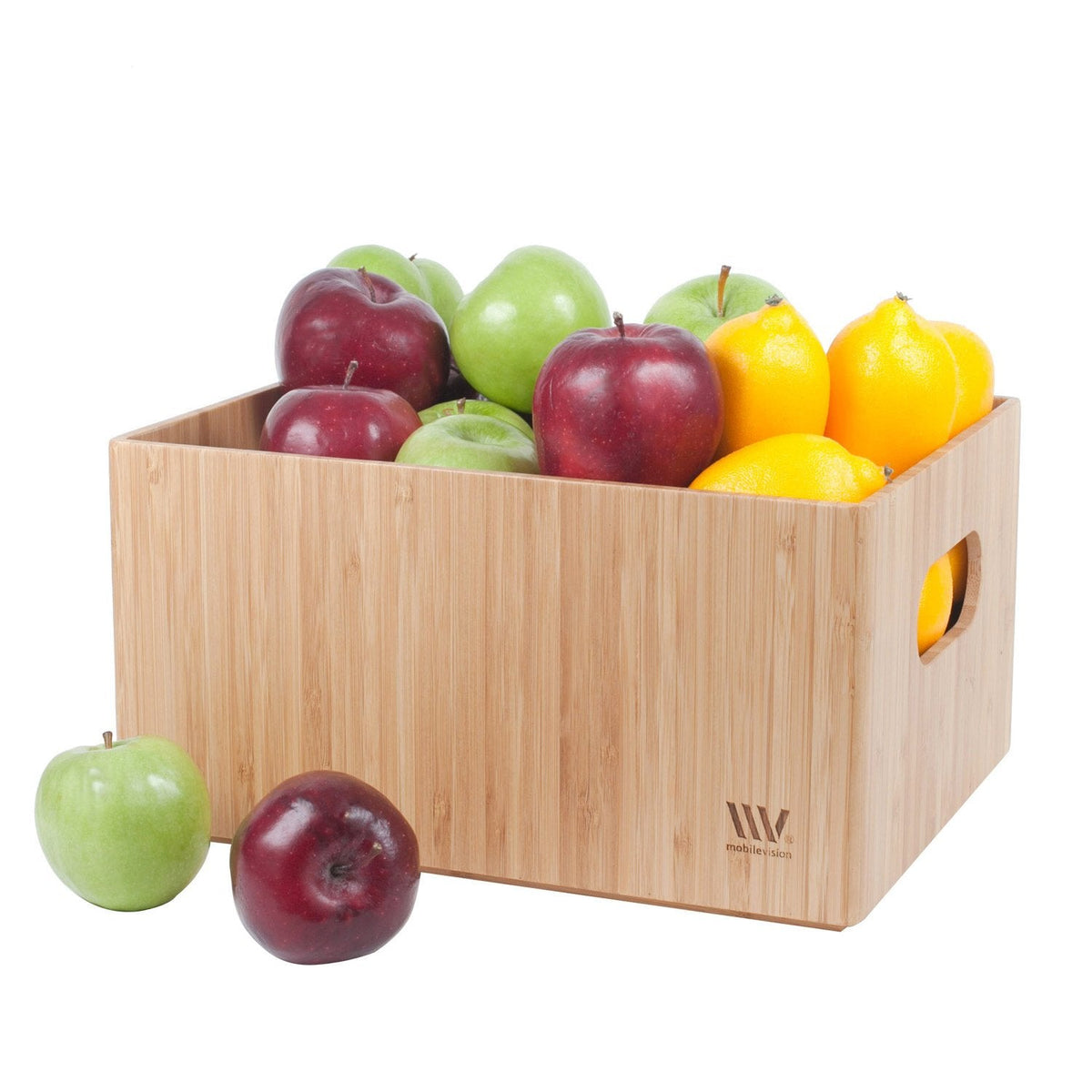 Mobilevision XL Versatile Bamboo Storage Bins for Pantry & Kitchen Cabinet Organizer Multi-Purpose / 2 Piece Stackable Set Larger Bins