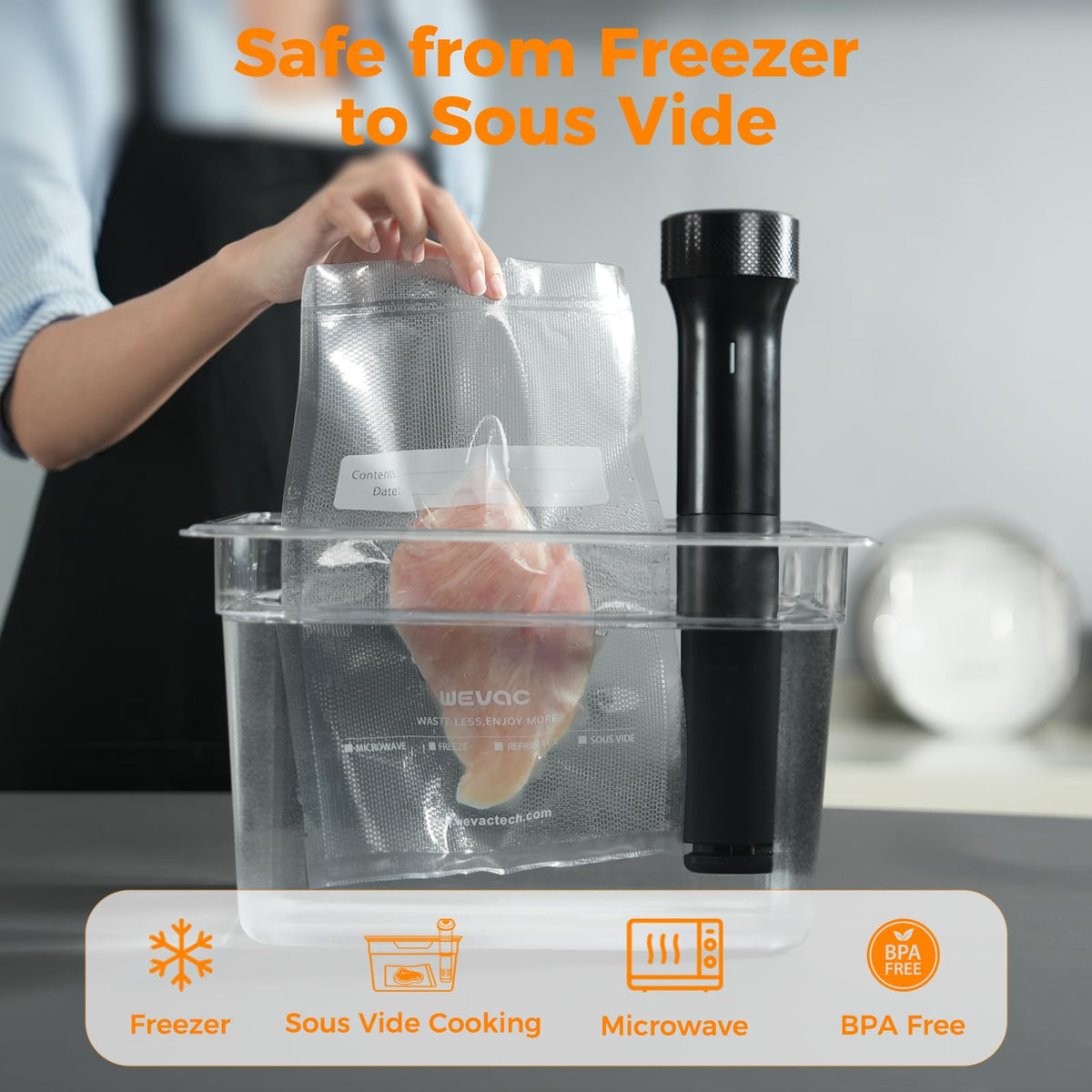 Wevac Vacuum Sealer Bags for Food 11x16 6 Rolls, Fit Food Saver Machines
