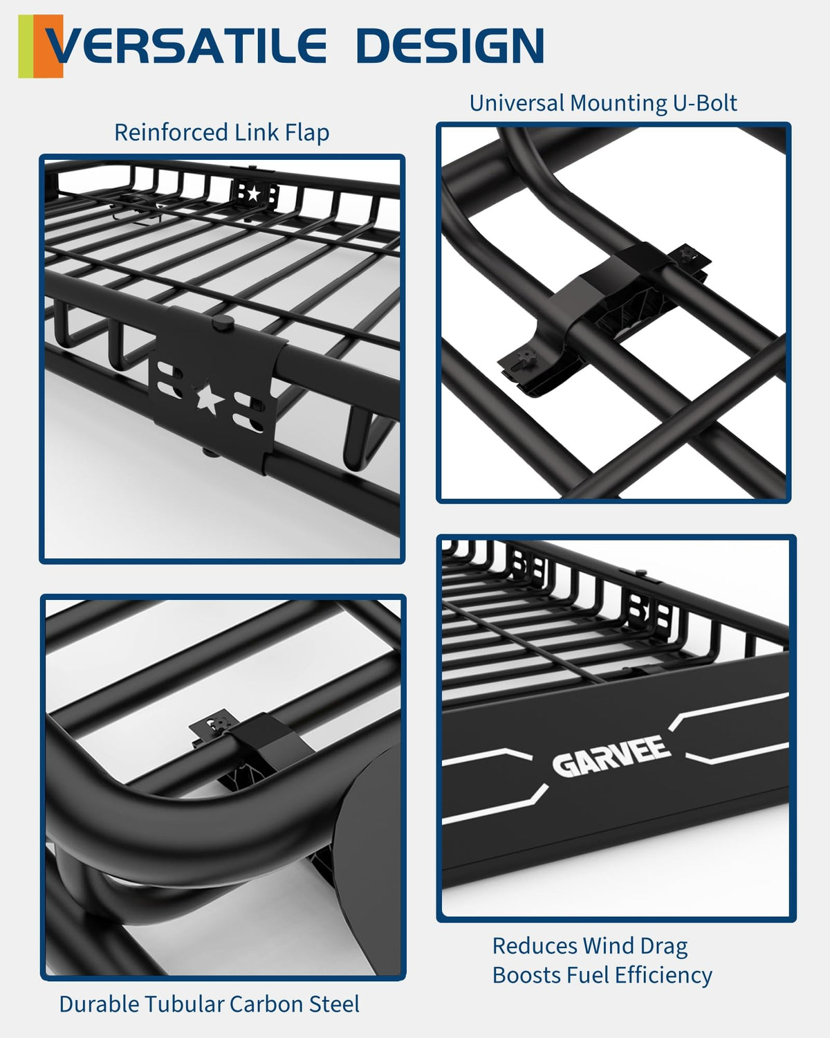 Garvee Universal Roof Rack Cargo Carrier Basket, 200 Lbs Capacity Rooftop Cargo Rack, Car Top Luggage Holder Basket Heavy Duty for SUVs, Trucks, Vehicles