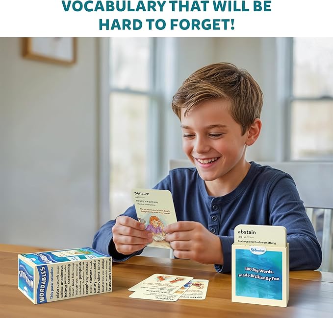 Skillmatics Vocabulary Flash Cards for Kids - Learn 100 Words with Wordplay, Visuals & Soundplay, Educational Gift for Ages 10, 11, 12, & Up, Screen-Free Language Game