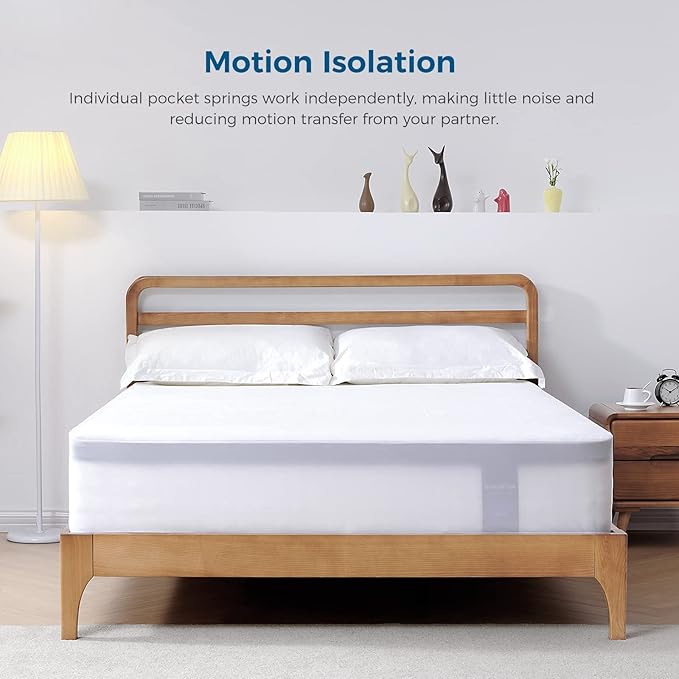Inofia 12 inch King Mattress Hybrid with Waterproof Rayon Mattress Protector Included, Medium Firmness Cool Bed for Ultimate Support, Motion Isolation for Any Sleepers, King Size Mattresses