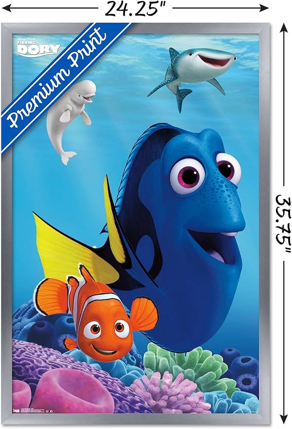 Trends International Disney Pixar Finding Dory - Dory Wall Poster, 22.375" x 34", Silver Framed Version