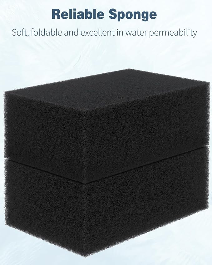 Pawfly 2 Pack Aquarium Filter Sponge Pad Hydroponics Black Foam Floss