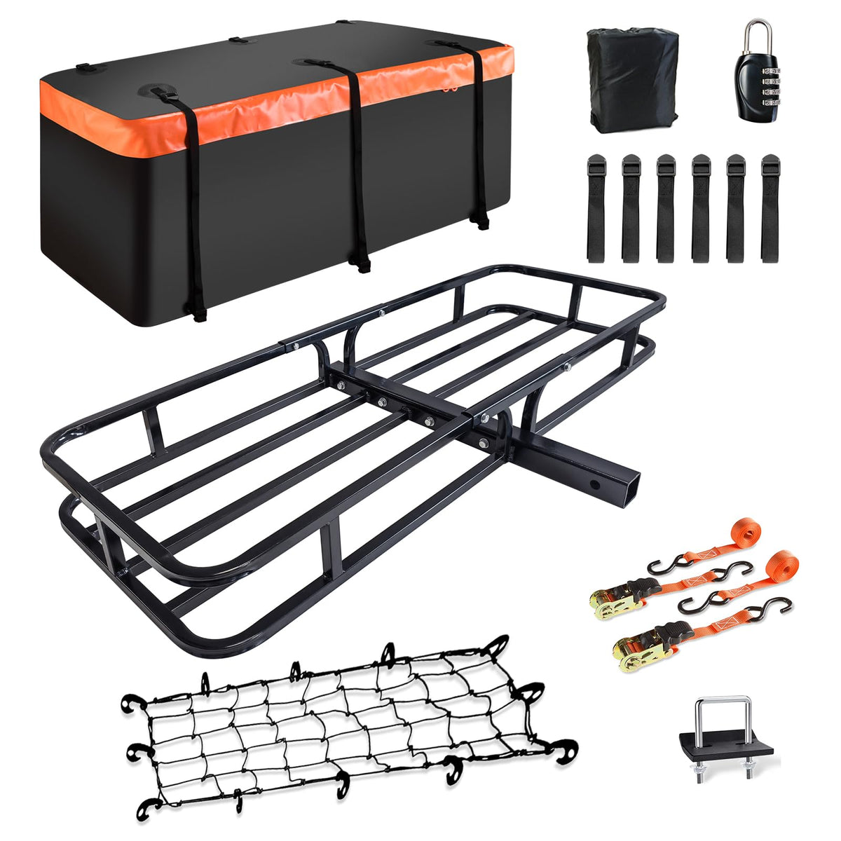 MeeFar Cargo Carrier Basket + Waterproof Bag (53"x19"x5.5", Hitch Mount)