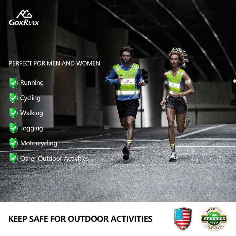 Reflective Vest Running Gear,Lightweight Reflective Safety Vests with Arm Bands