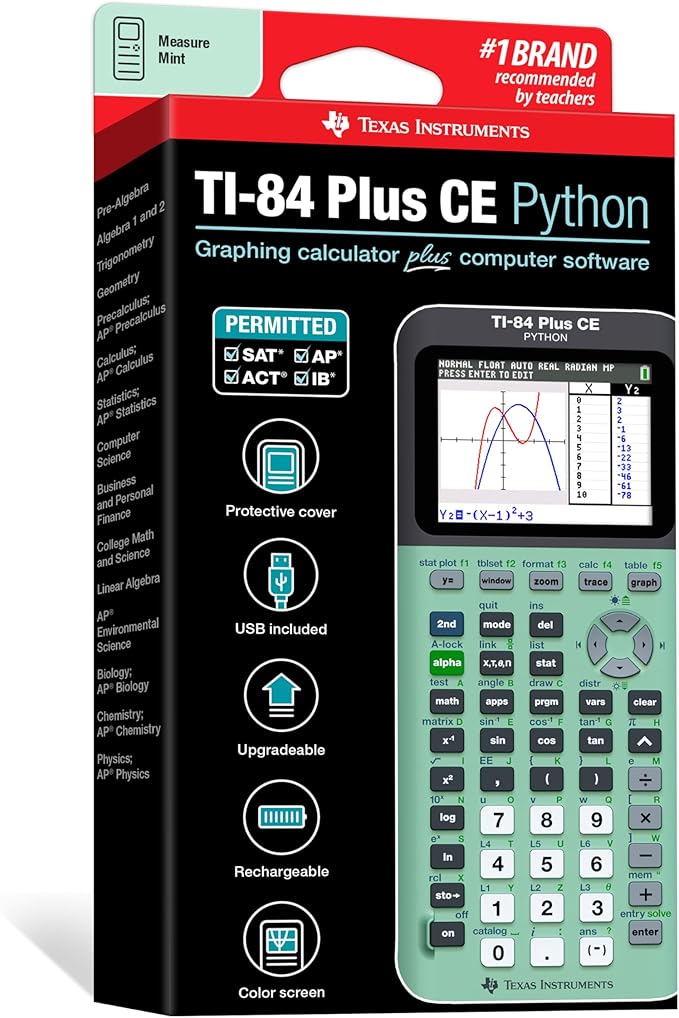 Texas Instruments TI-84 Plus CE Color Graphing Calculator, Mint Small