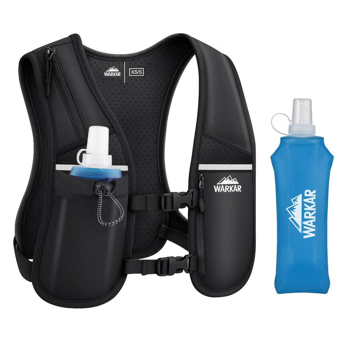 Running Vest, Hydration Backpack with 500ml Water Bladder Adjustable Chest Straps Reflective Strip Design Lightweight Breathable Great for Women Men Run/Hiking/Cycling/Climbing (Black, X-Small-Small)