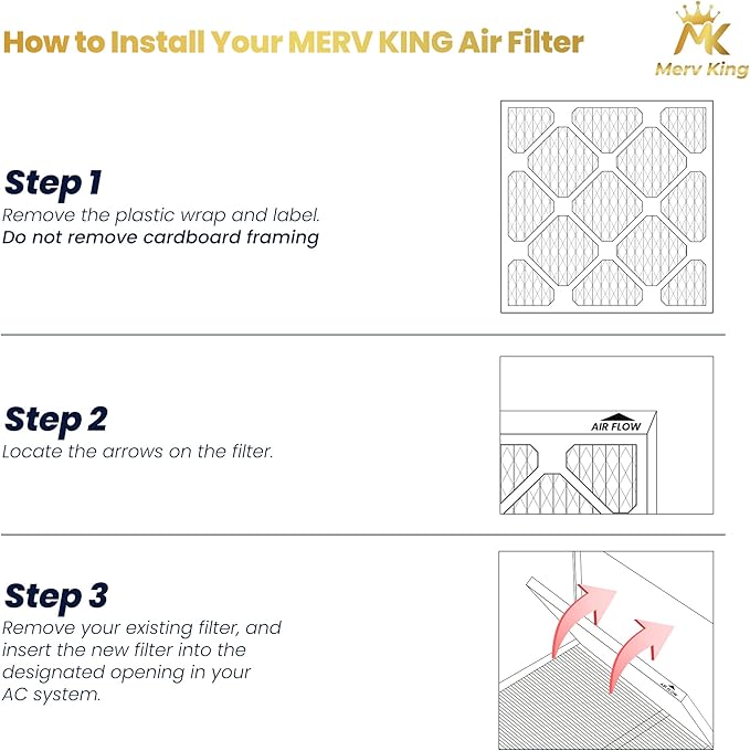 MervKing 16x20x1 Air Filter Actual Size: 15.7" x 19.7" x 0.75" MERV 13 MPR