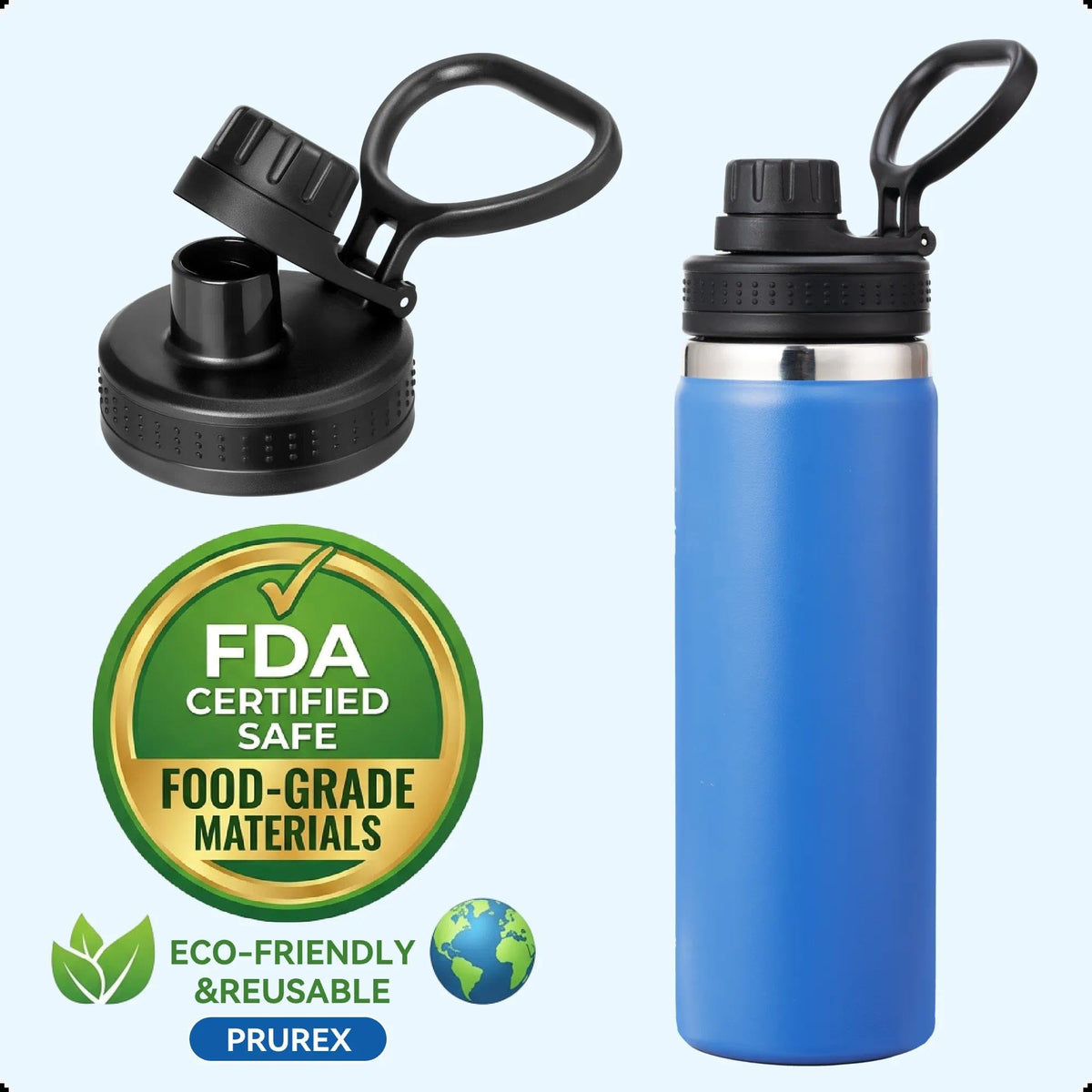 Prurex Spout Lid for Hydro Flask Wide Mouth Bottles | Replacement Lid Compatible with Hydroflask/Thermoflask/Iron Flask | 2-Pack BPA-Free Lids for 12-64oz Bottles (White 2 Pack)