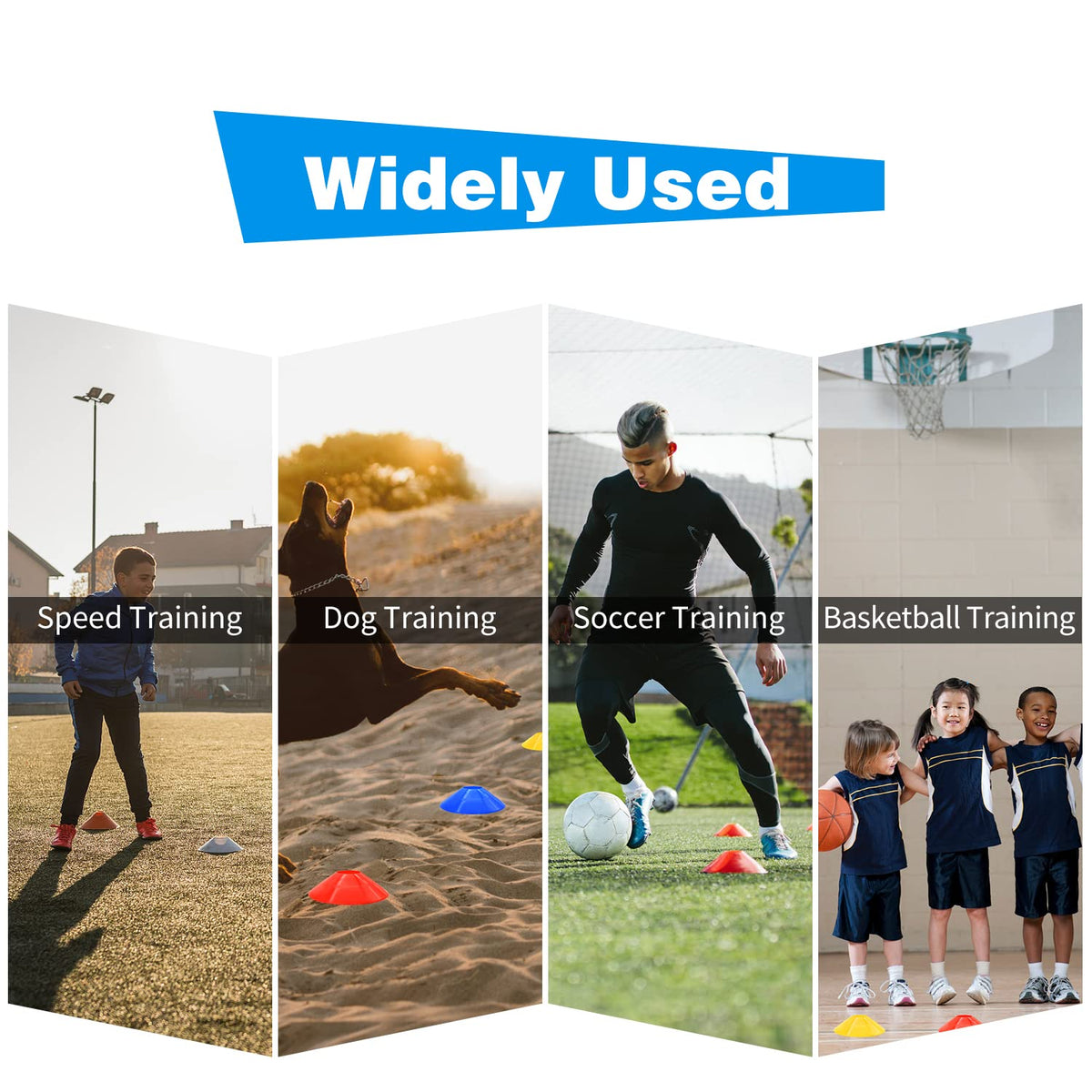 RUBY.Q Disc Cones, 100pcs Soccer Cones, Basketball Cones with Carry Bag and Holder, Football, Soccer, Basketball Training Equipment, 5 Color