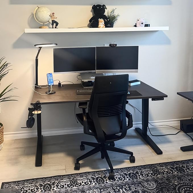 UPLIFTDESK V2 2-Leg Black Laminate Wood Standing Desk – Adjustable Height, Advanced 1-Touch Memory Keypad, Under Desk Cable Management, Wire Grommets & Rocker Board (Black C-Frame, 48 x 30 inch)