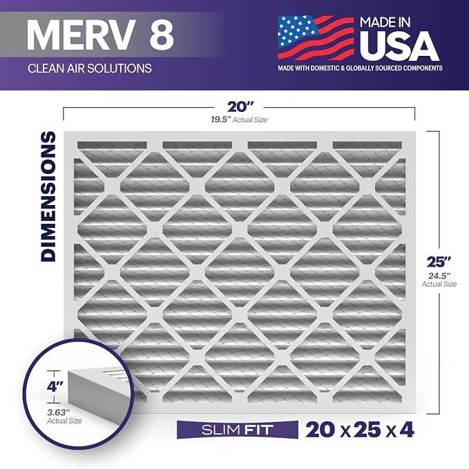 BNX TruFilter 20x25x4 MERV 8 Air Filter 2-Pack
