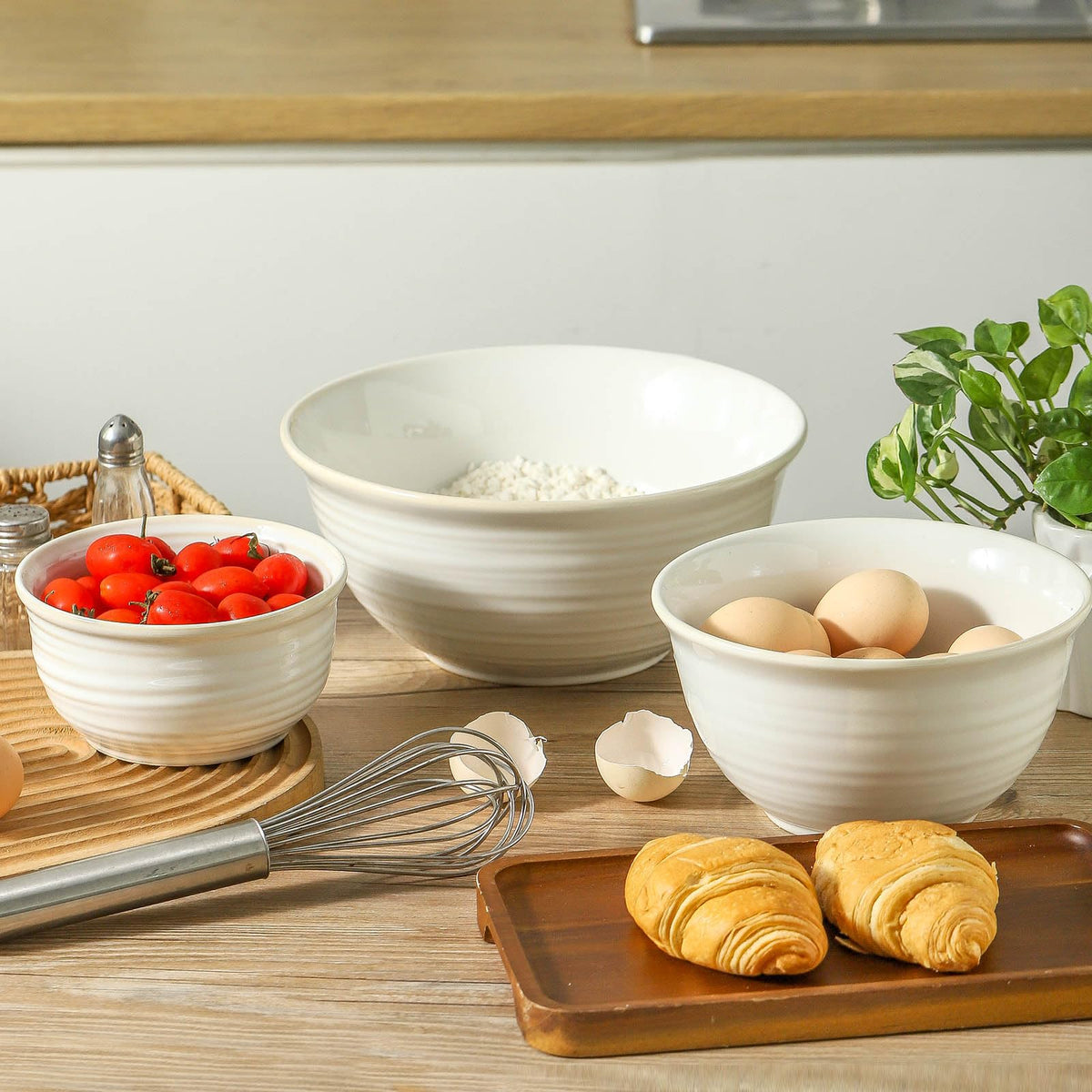 HASENSE Ceramic Serving Bowls, 9 Inch Large Salad Bowls for Kitchen, 84 Ounce Mixing Bowl Set of 2, Ideal for Soup Pho Pasta Popcorn, Dishwasher & Microwave Safe(Blue)