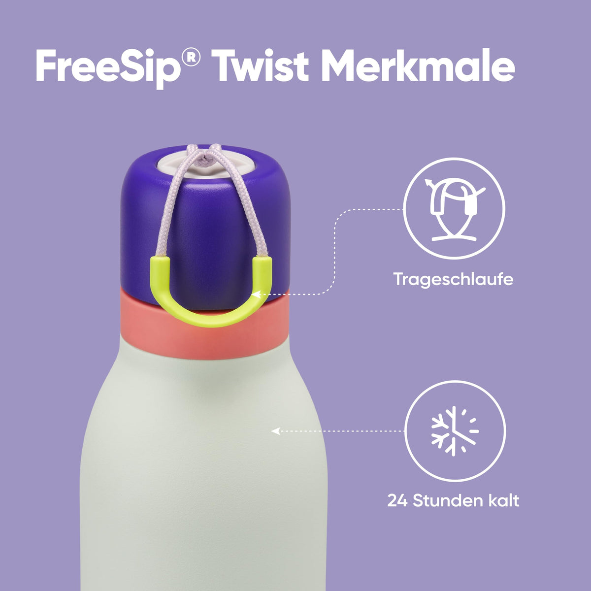 Owala FreeSip Twist Insulated Stainless Steel Water Bottle with Straw for Sports and Travel, BPA-Free, 24-oz, Purple/Green (Minty Horizons)