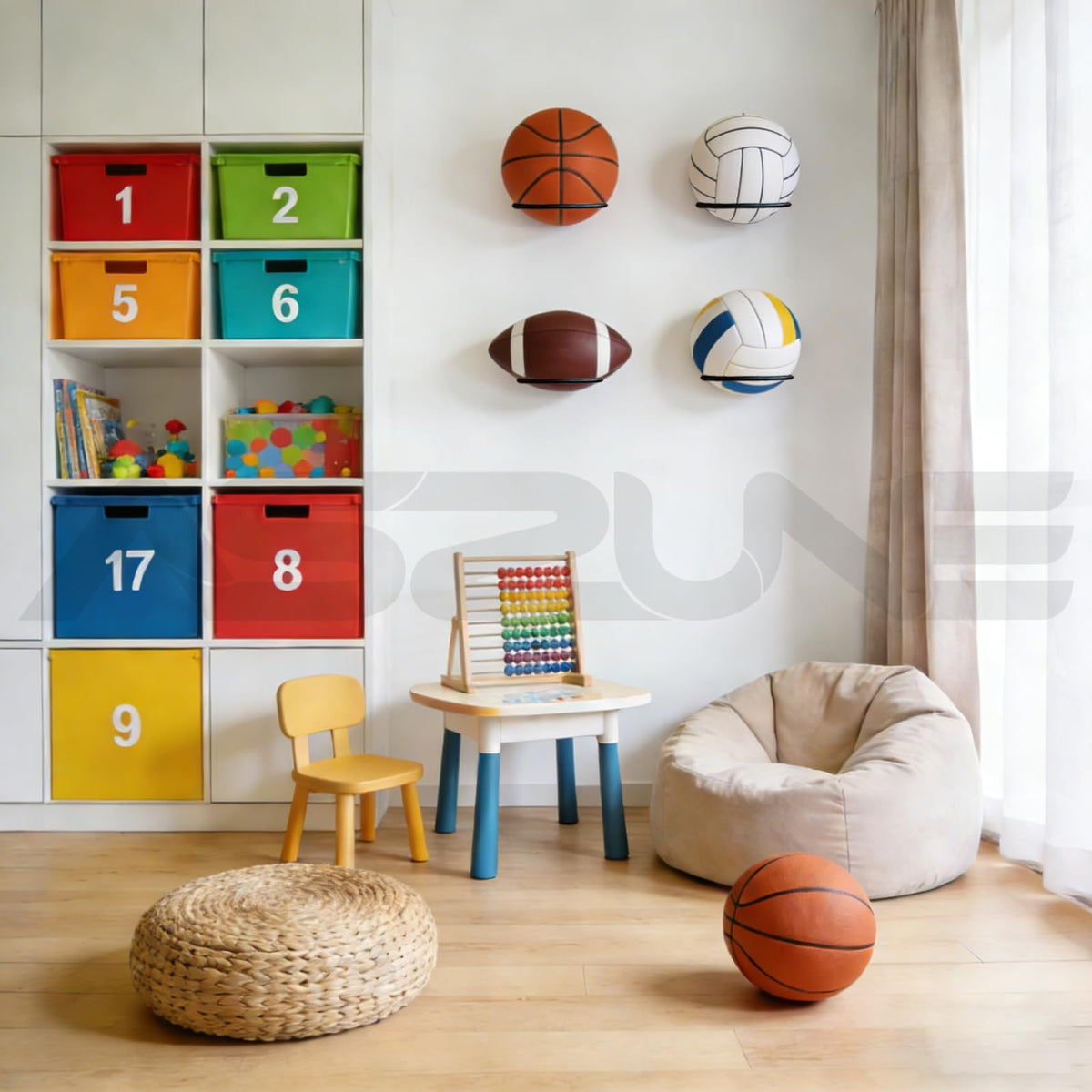 ASZUNE 36Pack Basketball Holder Ball Holder Wall Mount Storage Display Universal Ball Rack Metal Black Rack Holder Space Saver for Basketball Football Volleyball Soccer