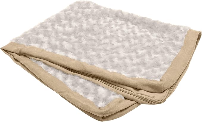 Furhaven Replacement Dog Bed Cover Ultra Plush Faux Fur & Suede Mattress, Machine Washable - Cream, Large