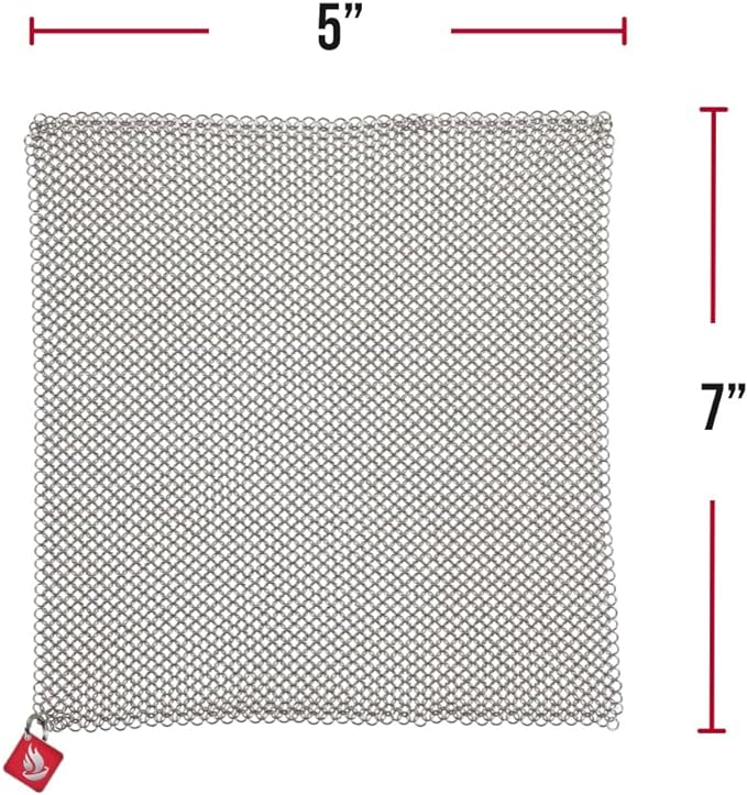 Knapp Made 7"x5" Chainmail Dishcloth - Stainless Steel Cast Iron Scrubber