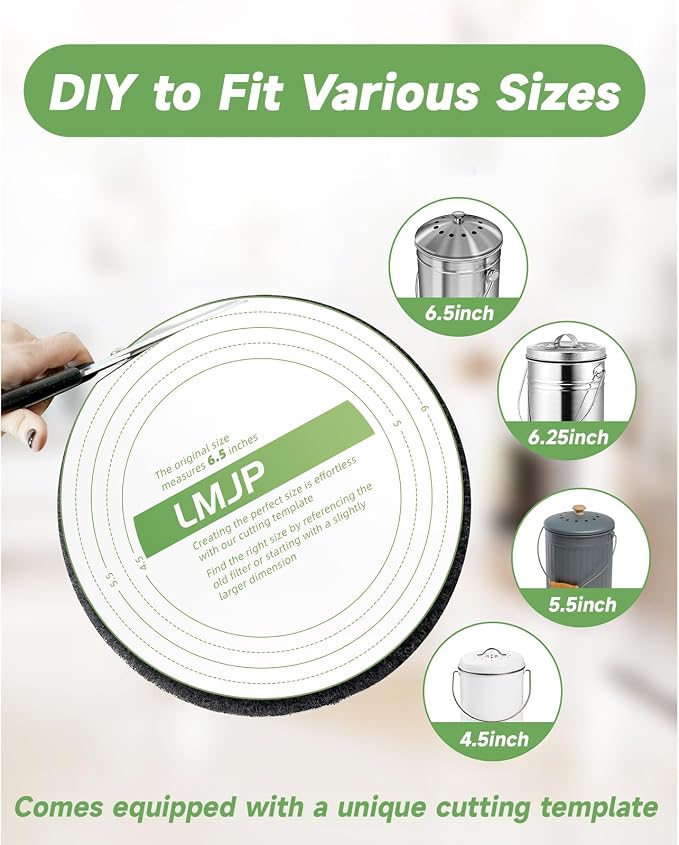 6.7 Inch Charcoal Filters for 8 Pack Kitchen Countertop Compost Bins- Extra