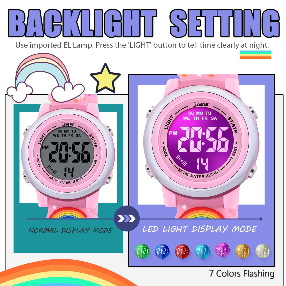 VAPCUFF Gifts for Girls, Watches for Kids Ages 3-10 - Unicorn Pink