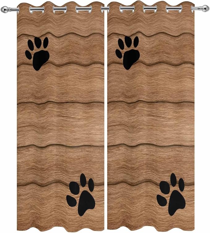 Wood Grain Outdoor Curtains for Patio Claws Animals Wooden Vintage Waterproof
