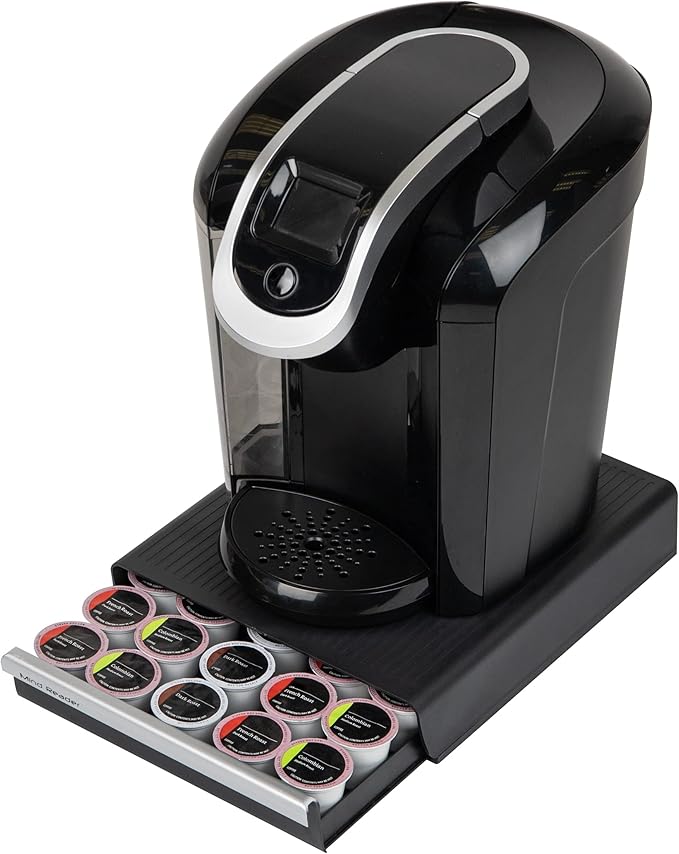 Mind Reader Single Serve Coffee Pod Drawer, 30 Pod Capacity, Countertop Organizer, 10.5"L x 12.75"W x 2.5"H, Black