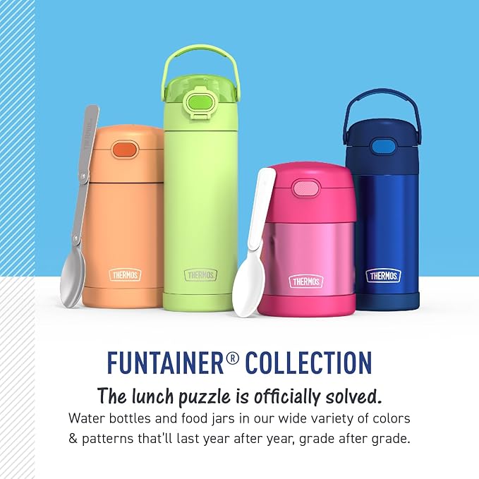 THERMOS FUNTAINER Water Bottle with Straw - 12 Ounce - Kids Stainless Steel Vacuum Insulated Water Bottle with Lid, Sonic the Hedgehog