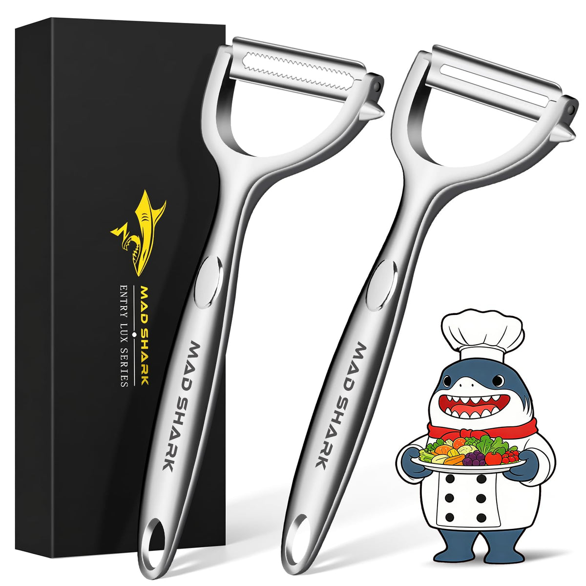 MAD SHARK Peels Smoothly Wooden Vegetable Peeler for Kitchen