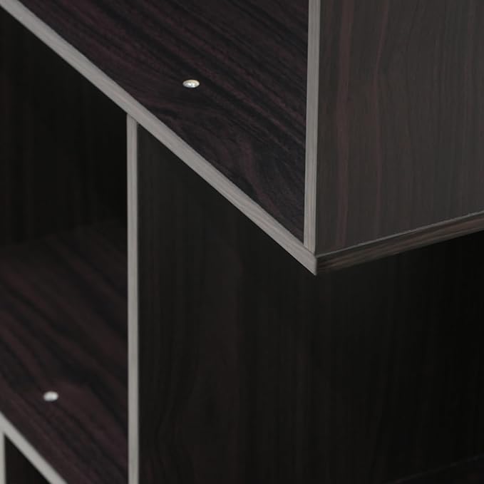 Furinno SIMPLY Book Shelf, 3-Tier Geometric Bookshelf, S-Shape Bookcase with Open Shelf, 11.8" x 23.6" x 37.3", for Organization and Storage, for Living Reoom, Bedroom, Home Office, Espresso