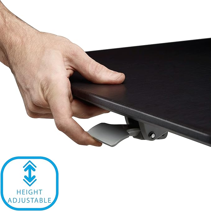 Seville Classics Airlift Height Adjustable Pneumatic Laptop Sit Stand Desk Mobile Rolling Cart, Computer Workstation for Home Office, Classroom, Espresso, 28" XL Desktop (New Model)