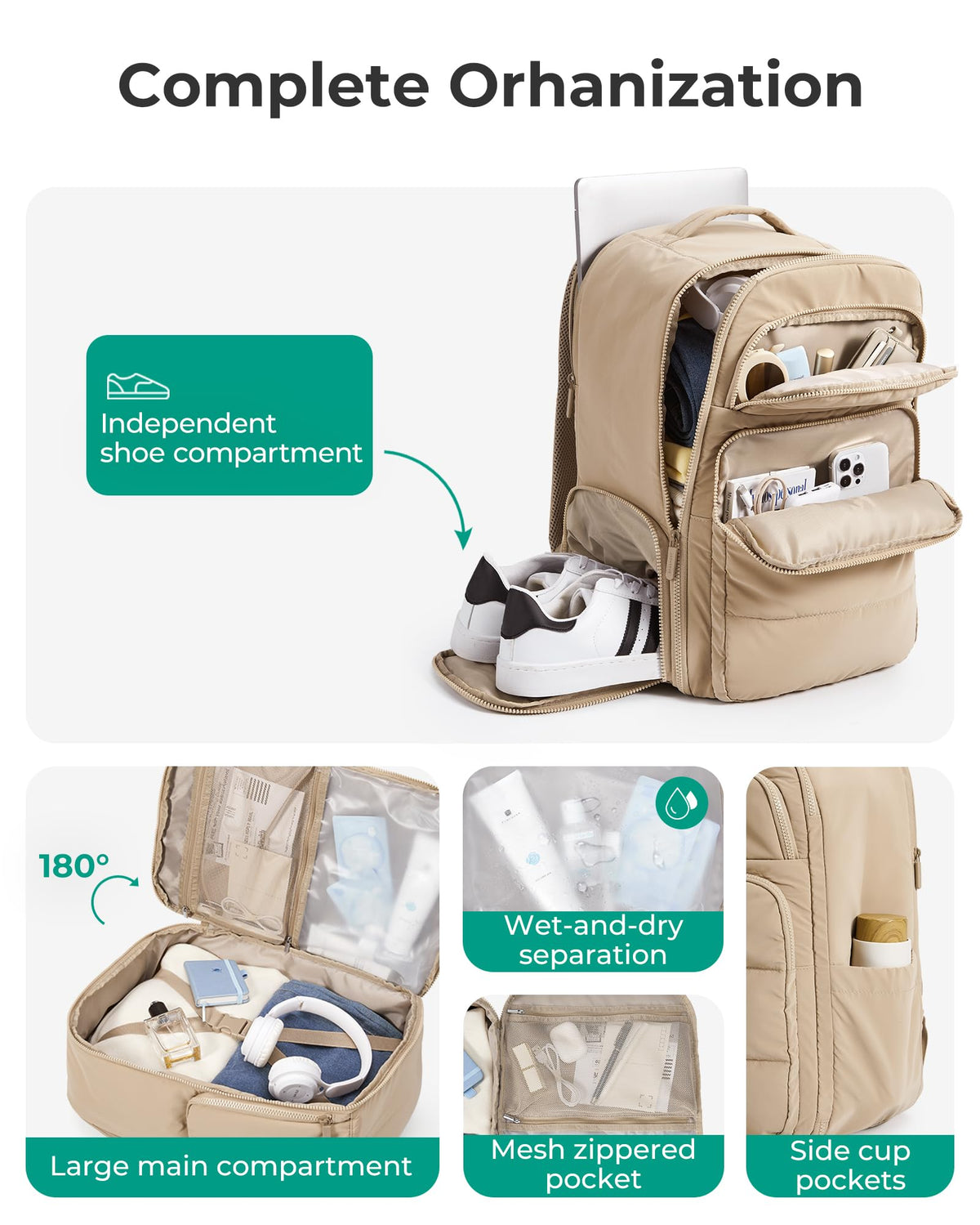 BAGSMART 35L Travel Backpack for Women, 17.3" Carry-On Personal Item