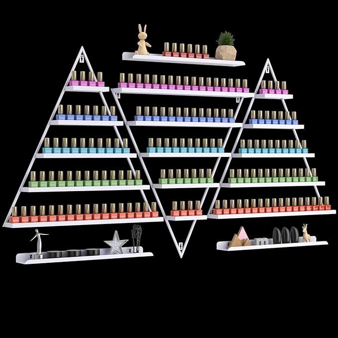 Noverlife 6PCS Metal Nail Polish Shelf for Wall, Iron Nail Polish Wall-Mounted Racks for Nail Salon, 5 Tiers Hanging Nail Dip Powder Shelves Organizer & Storage Holder Wall Shelf for Nail Gel Polish