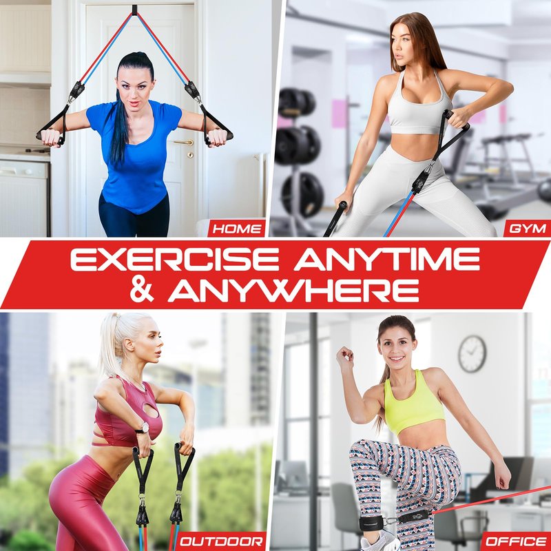 RENRANRING Resistance Bands for Working Out, 150LBS Exercise Bands, Workout Bands, Resistance Bands Set with Handles for Men Women, Legs Ankle Straps