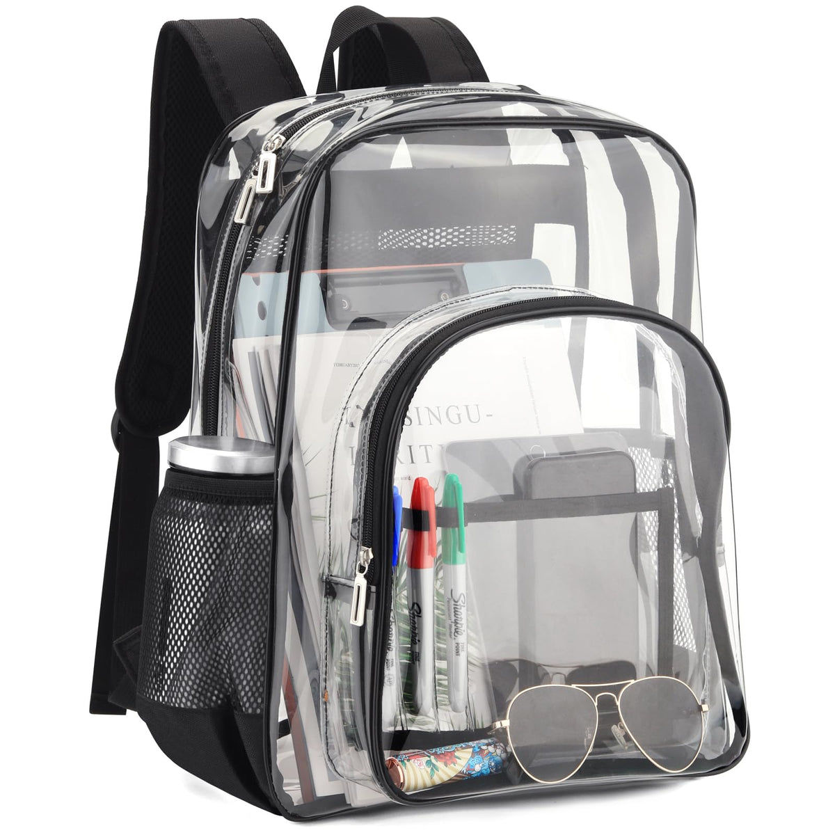 Carolipack Clear Backpack Heavy Duty For Work XL.TPU Transparent Backpacks for College,Travel,Sporting (Clear) - H17.7x''14.1''x6.8''
