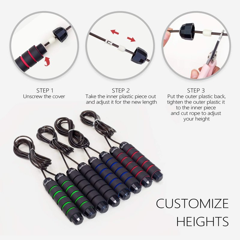 GoxRunx 2 Pack Jump Rope Skipping Rope for Workout, Jumping Rope Jump Ropes for Fitness (Black Black)