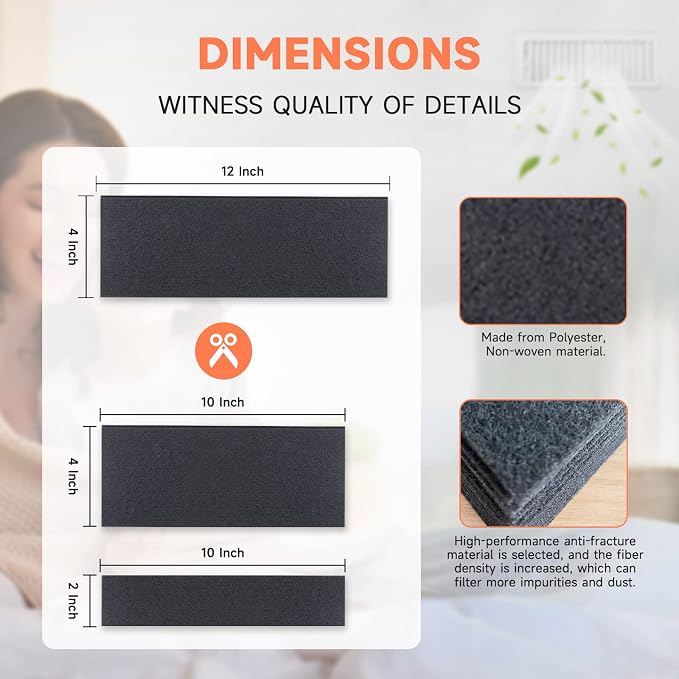 4 x 12 Inch Air Vent Filters Activated Charcoal Carbon Filter Premium Floor