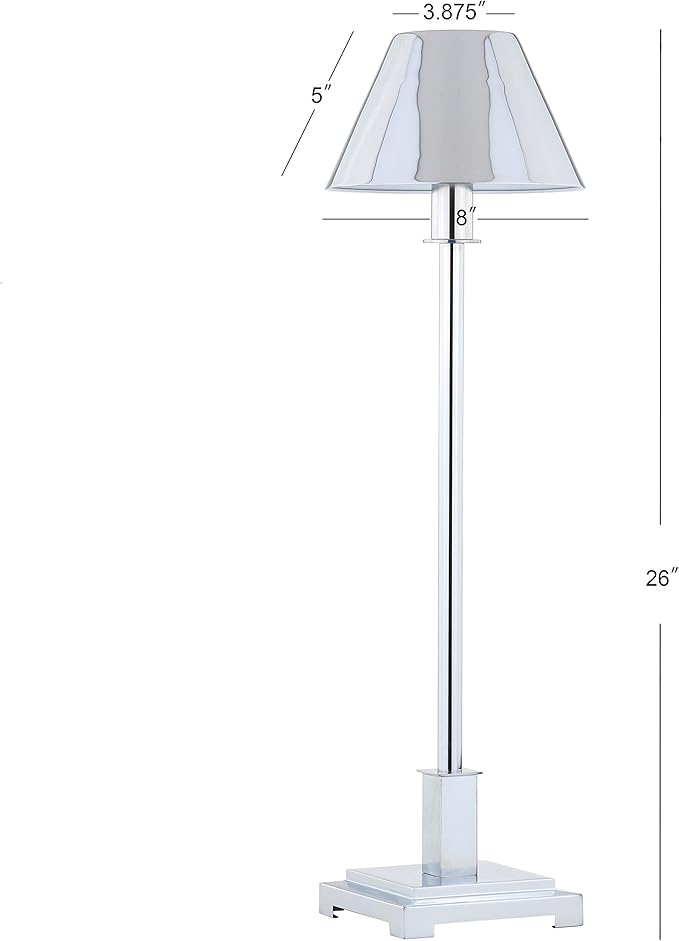 JONATHAN Y 26" Chrome Modern LED Table Lamp for Living Room Bedroom Home Office, Metal Empire Shade, Slim Desk Lamp for Nightstand Buffet, LED Bulb Included JYL6006A