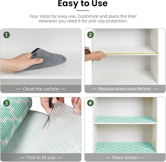 BAGAIL Drawer and Shelf Liner, 17.5 in X 20 Ft Non-Adhesive Shelf Liners for Kitchen Cabinets, Thick Strong Grip Liners for Desk, Shelves, Bathroom Drawers, Cabinet Protection - BlueQuatrefoil