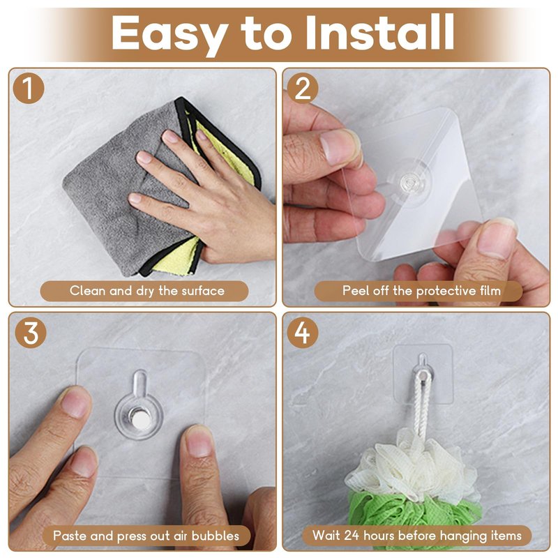 22 Pcs Drill Free Adhesive Wall Hooks, 20 lb Capacity Picture Hanging Hooks, Heavy Duty Picture Hangers Without Nails Strong Hold for Bathroom, Kitchen & Entryway