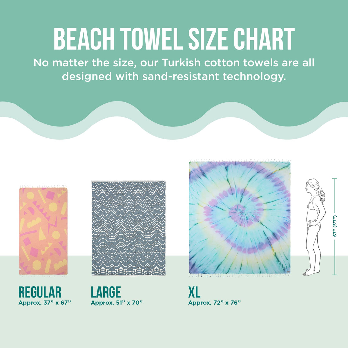 Sand Cloud Turkish Beach Towel - Sand Resistant & Quick Dry Towel - 2 Pack